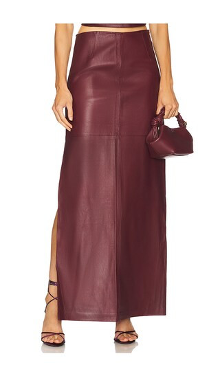 Laurel Leather Maxi Skirt in Burgundy | Revolve Clothing (Global)