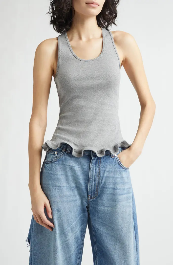 Frilled Hem Rib Organic Cotton Tank | Nordstrom