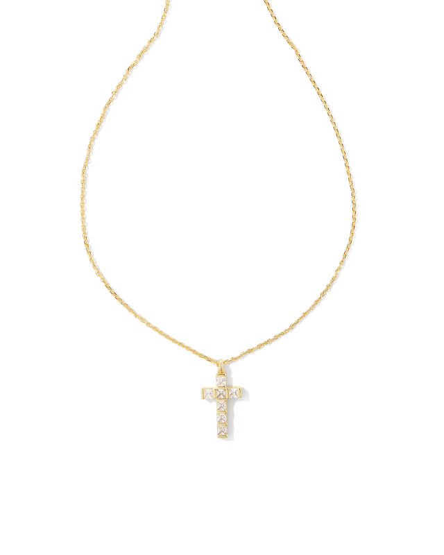 Gracie Gold Cross Short Pendant Necklace in White Crystal | Kendra Scott | Kendra Scott