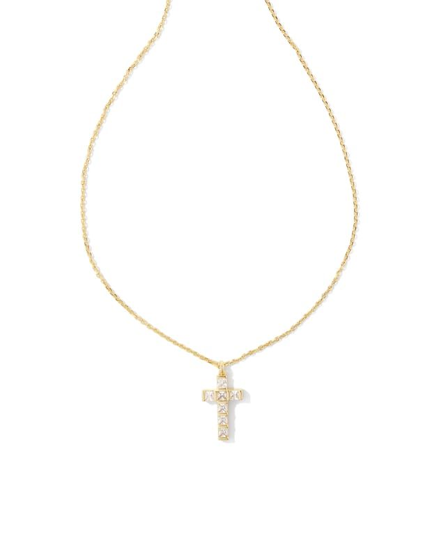 Gracie Gold Cross Short Pendant Necklace in White Crystal | Kendra Scott | Kendra Scott