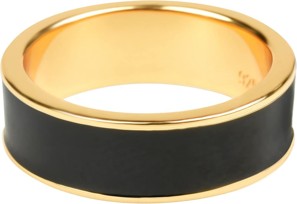 JULIETTE COLLECTION Gold Plated Sterling Silver Enamel 6MM Thick Band Rings for Women | Amazon (US)