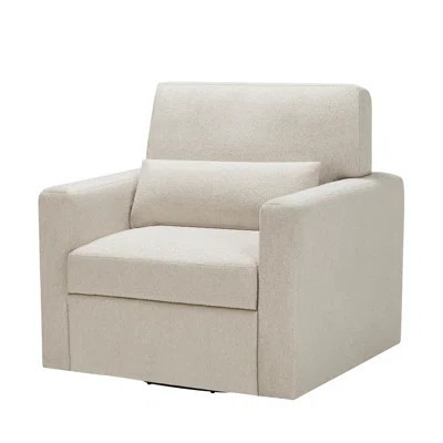 Beige Boucle Upholstered Chair With 360-degree Rotation, Solid Wood And Plywood Contemporary Fabric Swivel Reversible Cushions, | Wayfair North America
