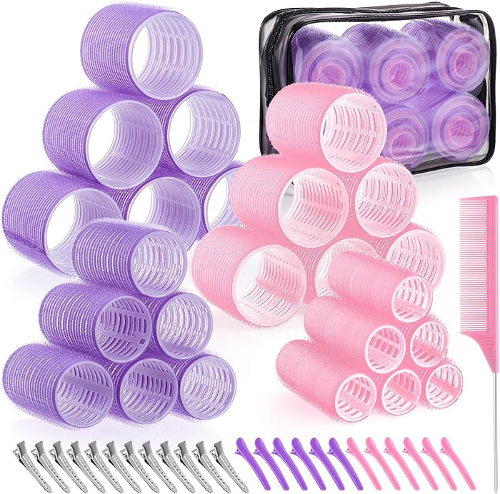 Obeoby 4 Sizes Hair Rollers for Women, 50 Pcs Set Hair Curlers with Clips Comb Curlers for Long S... | Amazon (US)