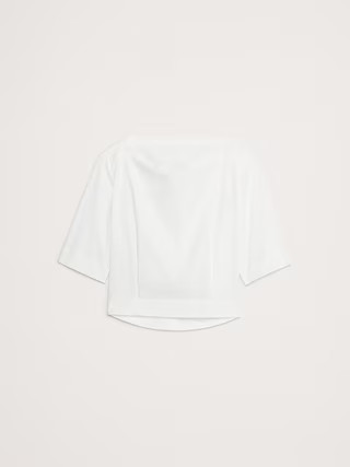 Oversized Cotton Poplin Boat-Neck Top | Banana Republic (US)