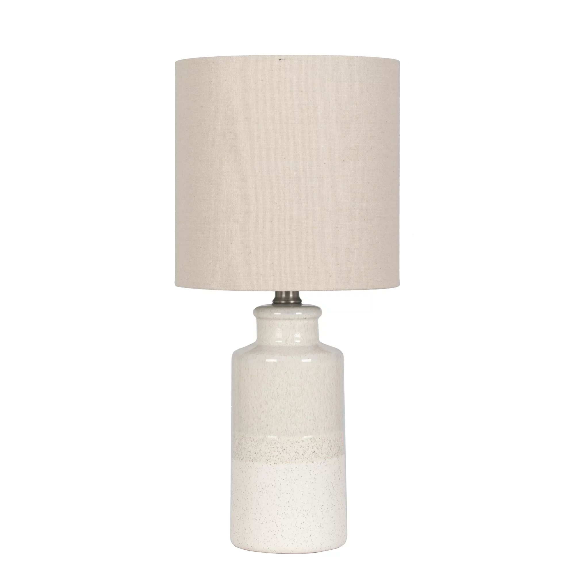 Mainstays 17" Reactive Glaze Ivory Textured Ceramic Table Lamp with LED Included | Walmart (US)