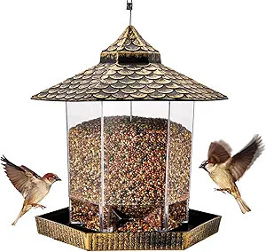 Twinkle Star Wild Bird Feeder Hanging for Garden Yard Outside Decoration, Hexagon Shaped with Roo... | Amazon (US)