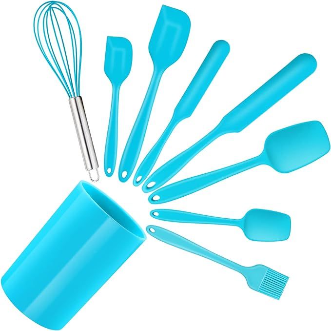 Silicone Spatula Set, E-far 9 PCS Heat Resistant Rubber Spatulas Utensils for Nonstick Cookware B... | Amazon (US)