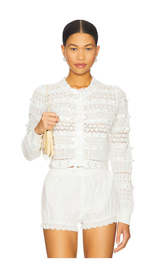 LoveShackFancy Roselline Cardigan in White. - size M | Revolve Clothing (Global)
