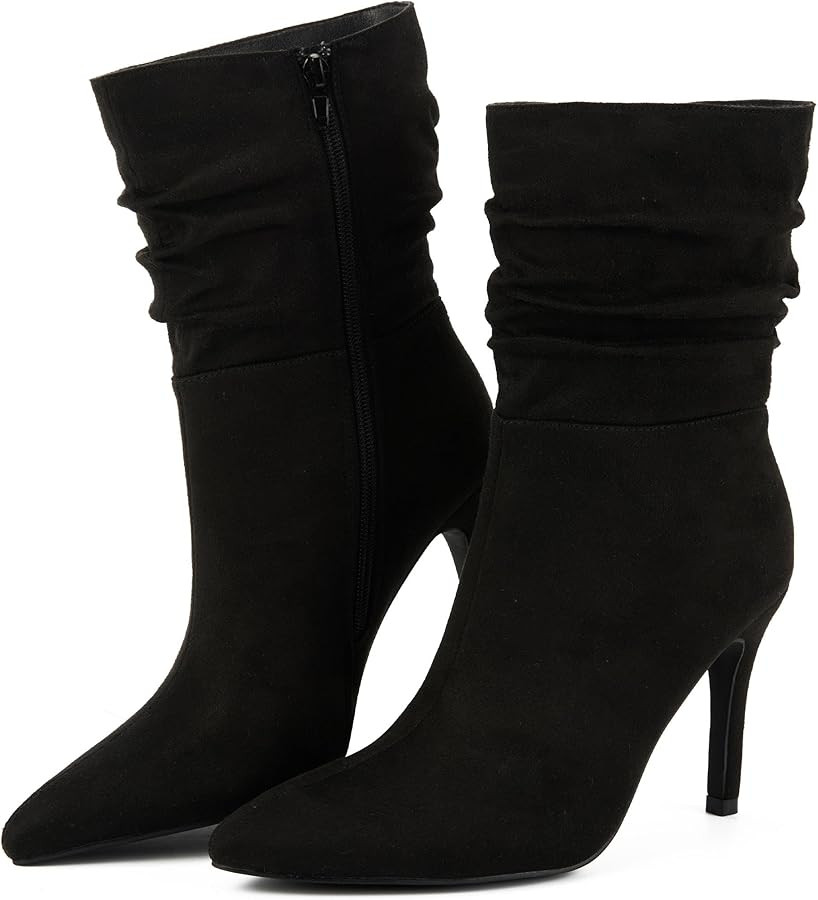 Putu Women's Stiletto High Heel Boots Slouchy Ankle Boots Sexy Dress Boots | Amazon (US)
