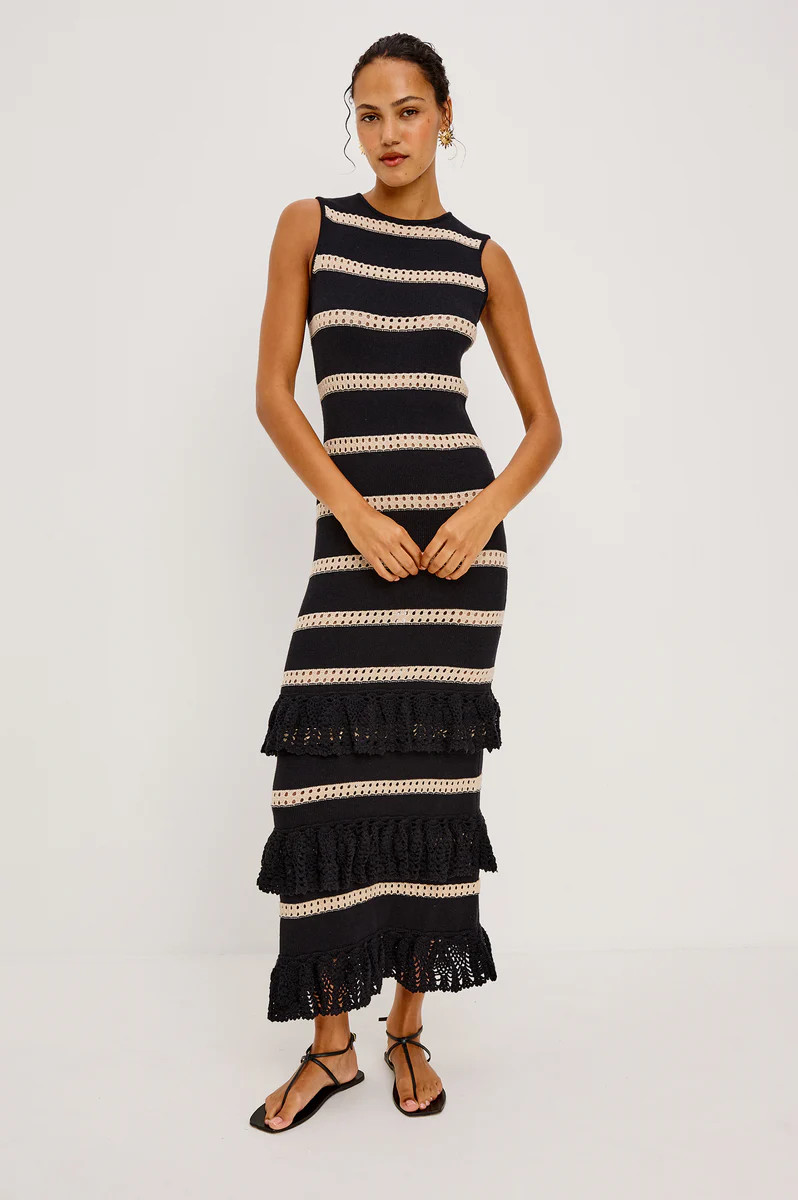 ANA DRESS - BLACK OAT STRIPE | Rails