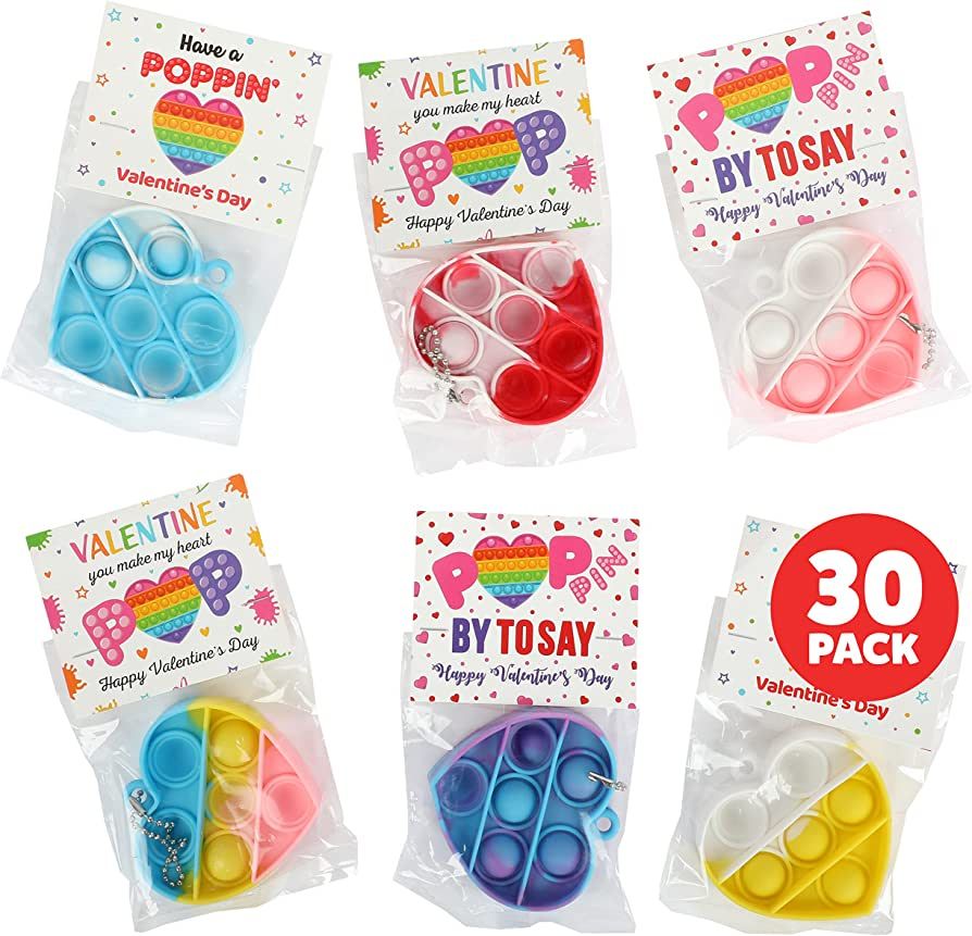 Funeta 30-Pack Kids Valentines Day Cards for Kids School Class with Fidget, Heart Popits and Card... | Amazon (US)