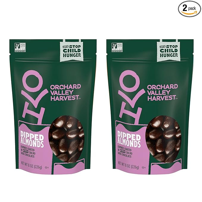 Orchard Valley Harvest Dark Chocolate Dipped Almonds, Gluten Free, Non-GMO, Stand Up Bag, No Arti... | Amazon (US)