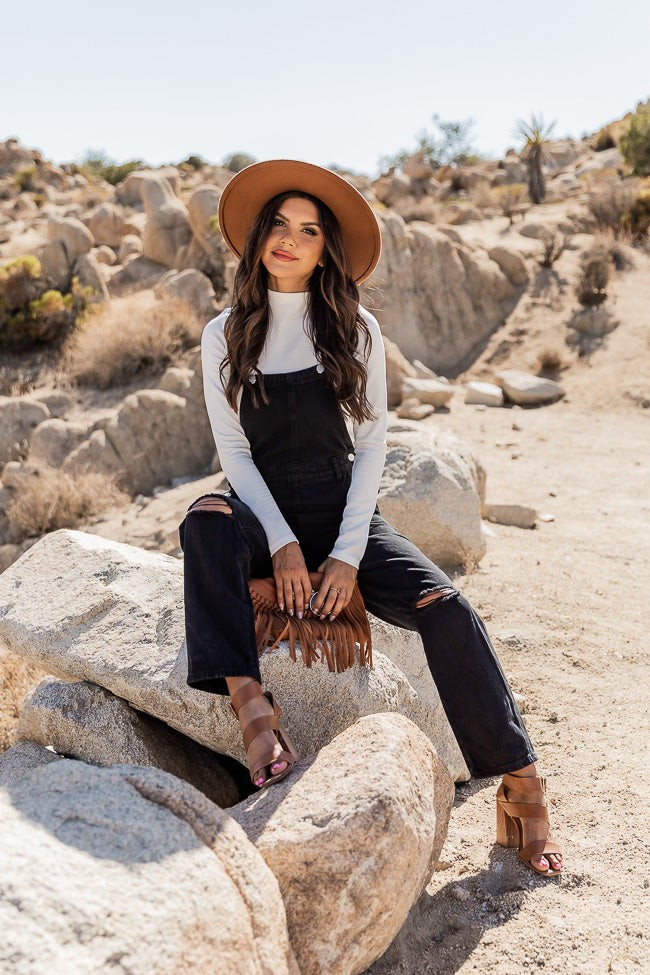 Keep Looking Up Black Overalls | Pink Lily
