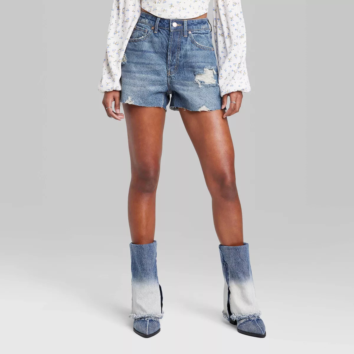 Women's High-Rise Curvy Easy Rigid Jean Shorts - Wild Fable™ | Target