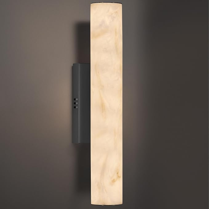 Alabaster Wall Sconce, 20" Matte Black Linear Wall Sconces, 3000K Dimmable Artisan-Cast Alabaster... | Amazon (US)