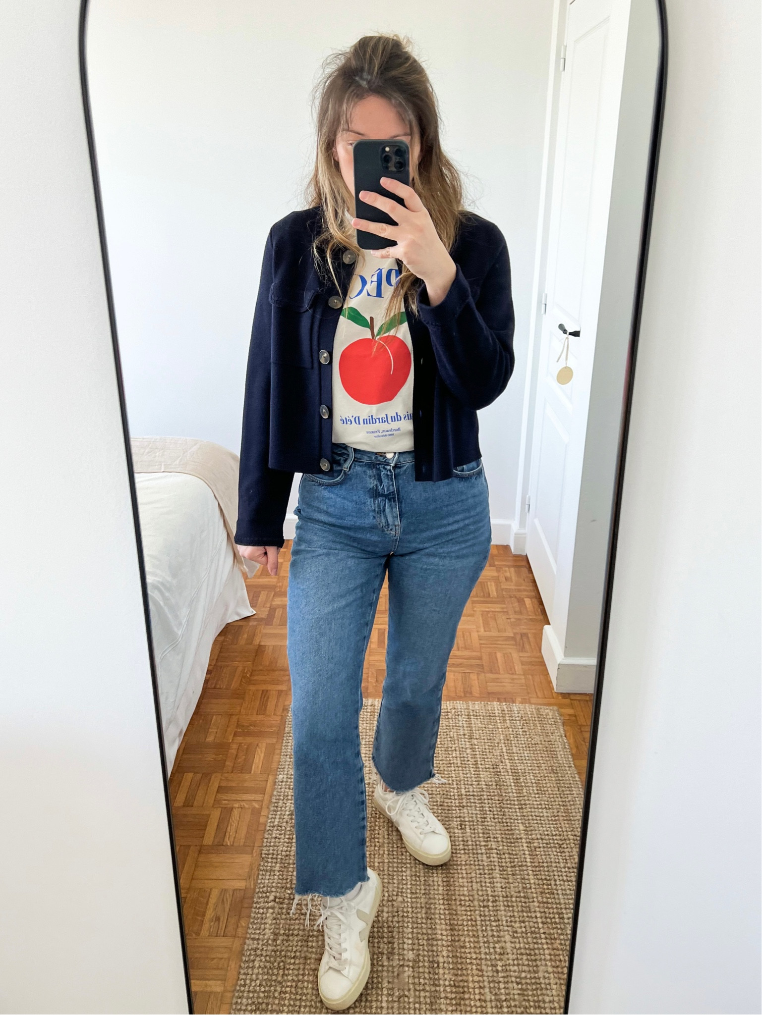 Betty by Sézane with a white t-shirt, jeans and white Veja #sezane#betty #bettysezane #veja #jeans #jeaneffiloche #straightjeans #h&m #hm 

#LTKSeasonal #LTKstyletip #LTKeurope