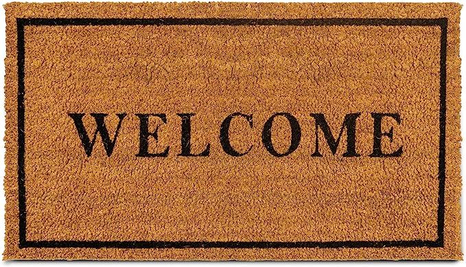 PLUS Haven Coco Coir Door Mat with Heavy Duty Backing, Welcome Doormat, 17.5" x 30" Size, Easy to... | Amazon (US)