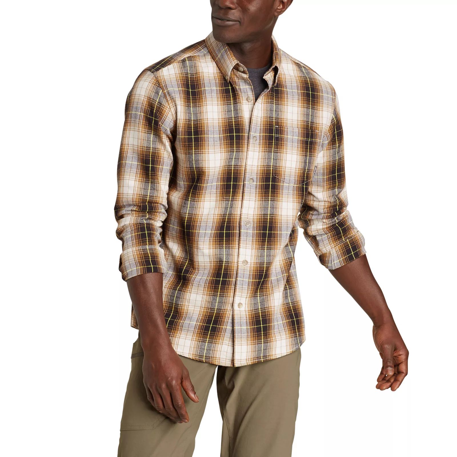 Men's Eddie Bauer Eddie's Favorite Classic-Fit Flannel Button-Down Shirt, Size: XL, Med Brown | Kohl's