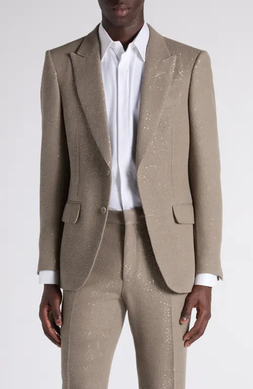 TOM FORD Sequin Light Bouclé Suit Jacket in Jbq Desert Taupe at Nordstrom, Size 40 Us | Nordstrom