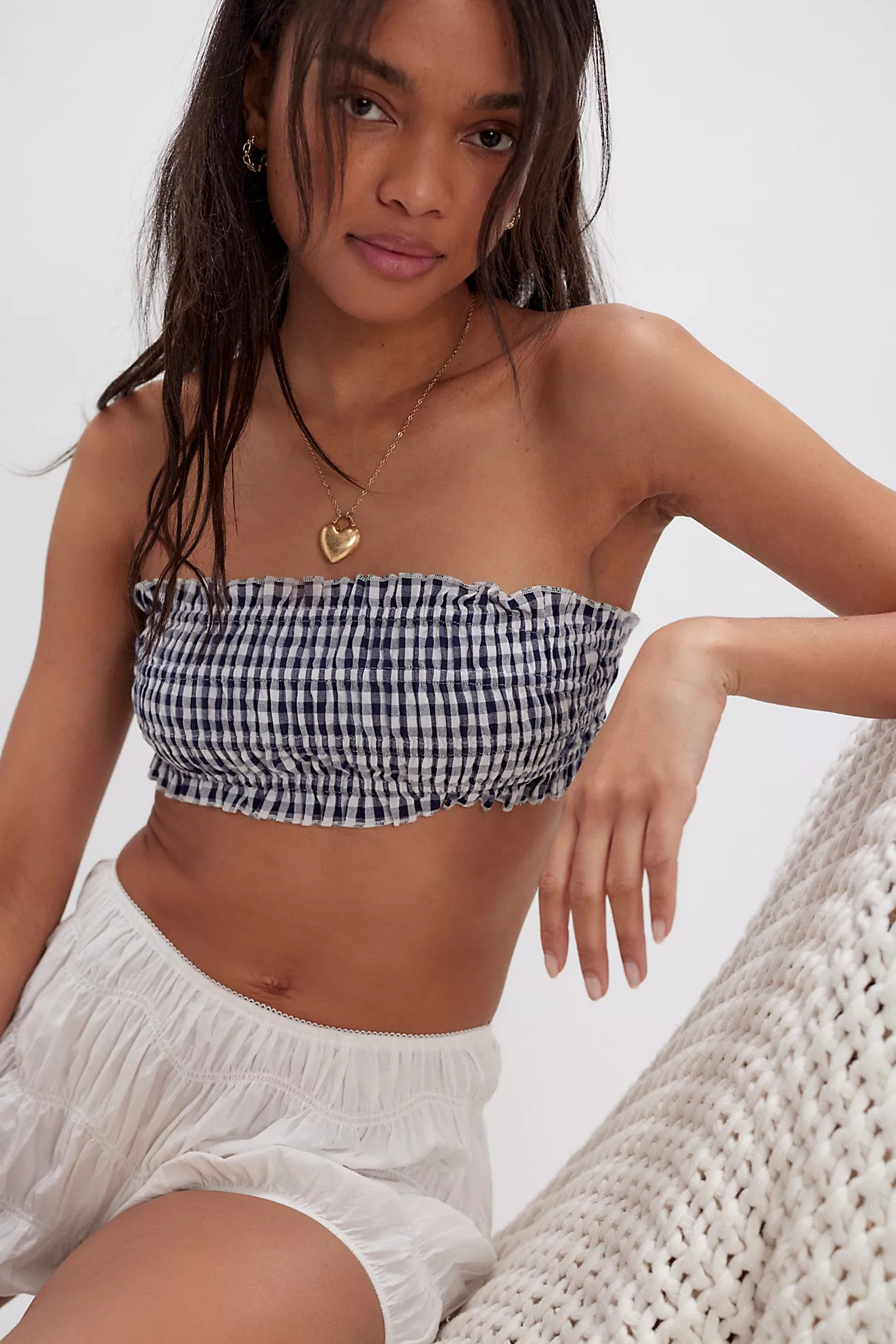 Seersucker Smocked Bandeau | Free People (Global - UK&FR Excluded)
