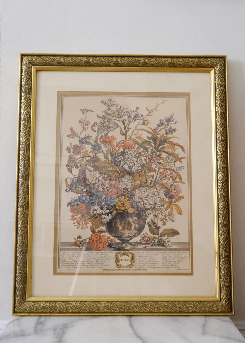 Vintage Robert Furber 12 Months of Flowers Art, Vintage Floral Art, Framed Floral Art, Cottage Fl... | Etsy (US)