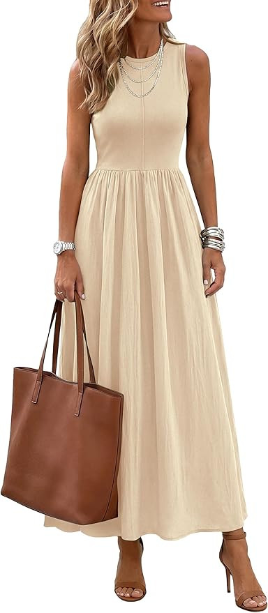 PRETTYGARDEN Maxi Dresses for Women 2026 Summer Casual Sleeveless Patchwork Flowy Vacation Sundre... | Amazon (US)