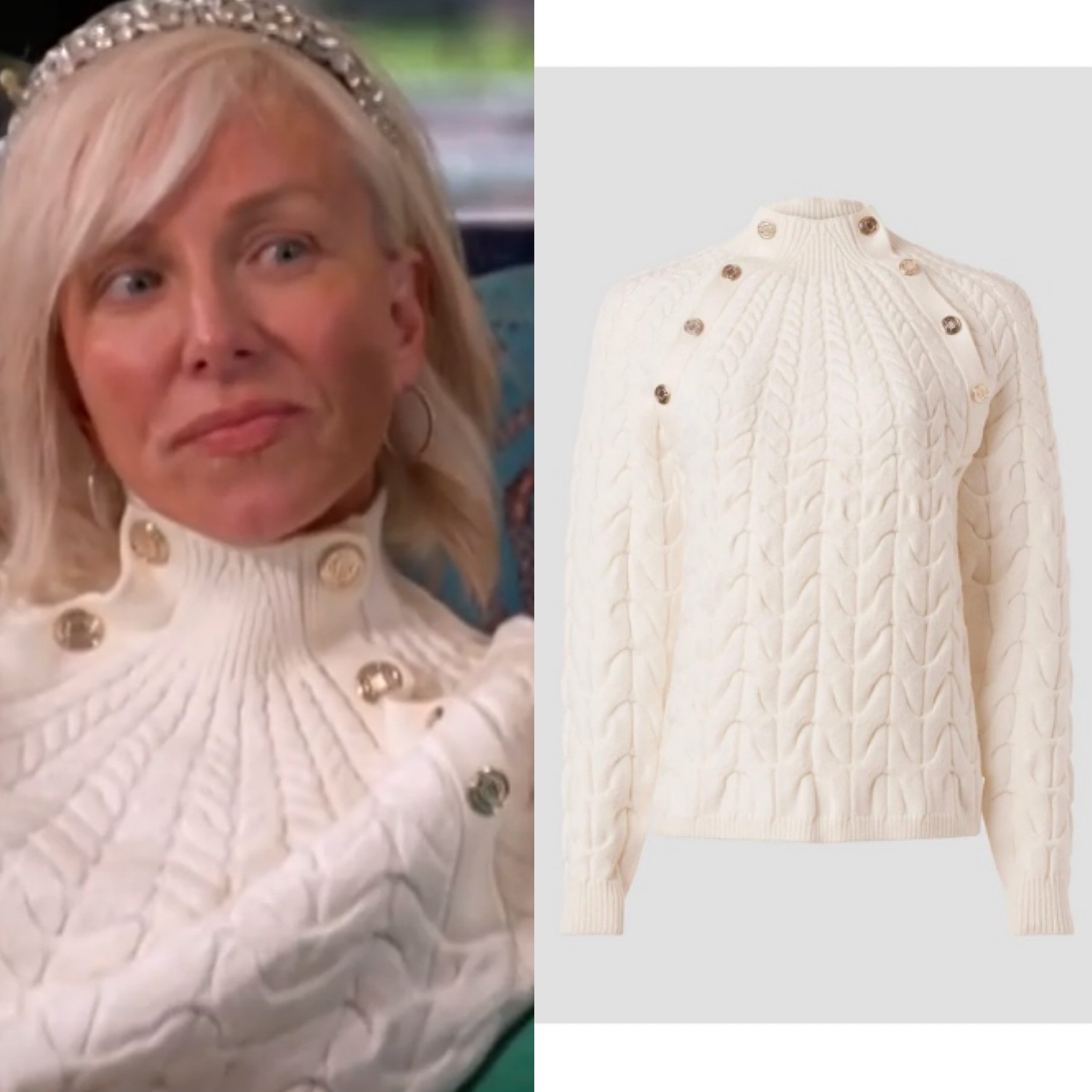 Margaret Jospehs’ Ivory Button Detail Sweater