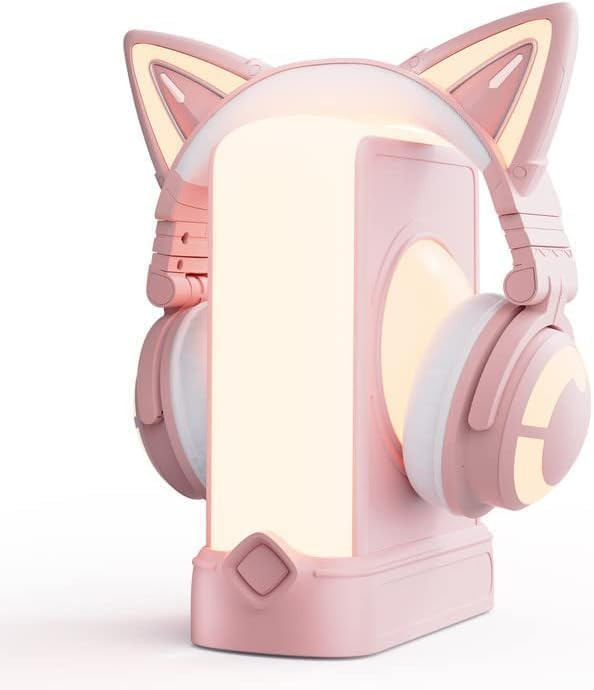 YOWU RGB Cat Ear Headphones CE Pink and Crystal Headphone Stand Pink, Accessories for The Ultimat... | Amazon (US)