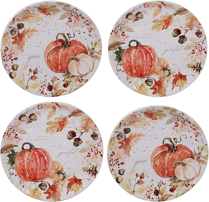 Certified International 41856SET4 Harvest Splash 9" Salad/Dessert Plates. Set of 4, 2 Assorted De... | Amazon (US)