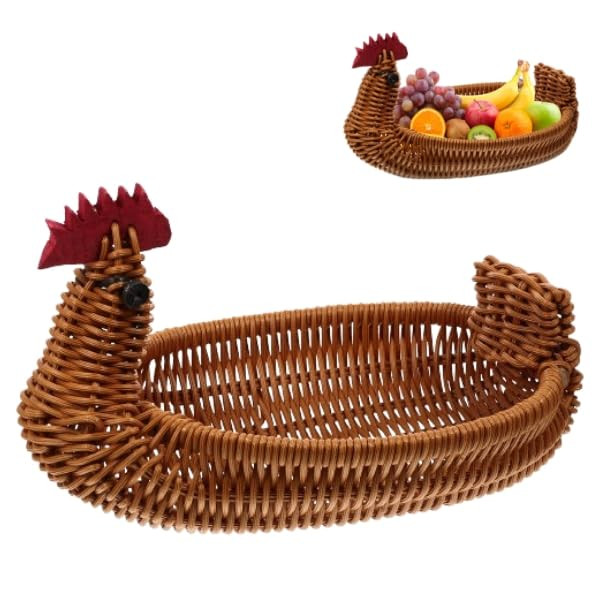 Chicken Shaped Household Rattan Basket, Easter Hen Shaped Fruit Vegetable Storage Open Design Bas... | Amazon (US)