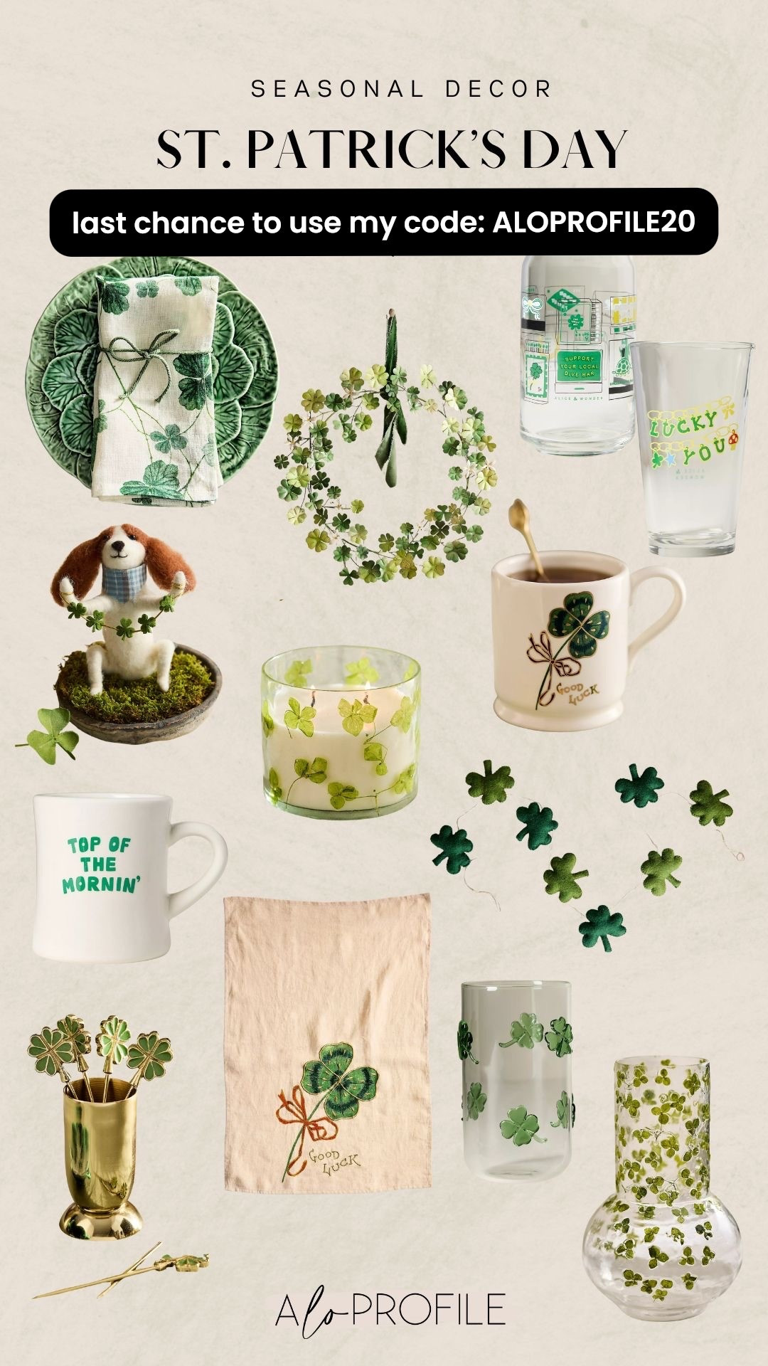 St. Patrick's Day Decor via Anthro 🍀spring decor, spring home decor, seasonal decor, holiday decor, Anthro home decor, Anthro seasonal decor, spring home decor