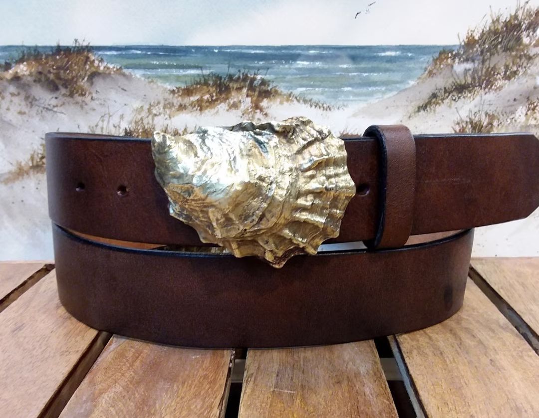 Barnstable Oyster Shell Leather Belt - Etsy | Etsy (US)