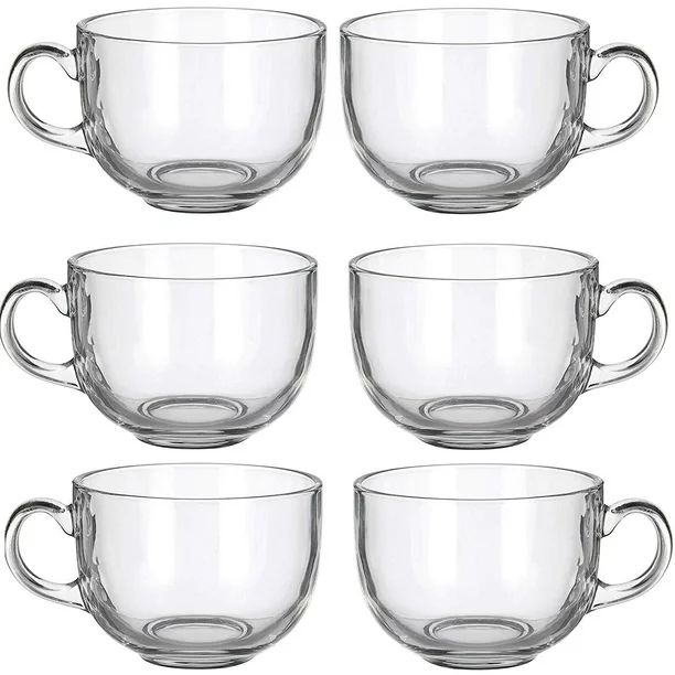 6 Pack Multipurpose Gourmet Coffee Tea Mugs 480 ML-Thick Clear Glass With Handle For Perfect Espr... | Walmart (US)