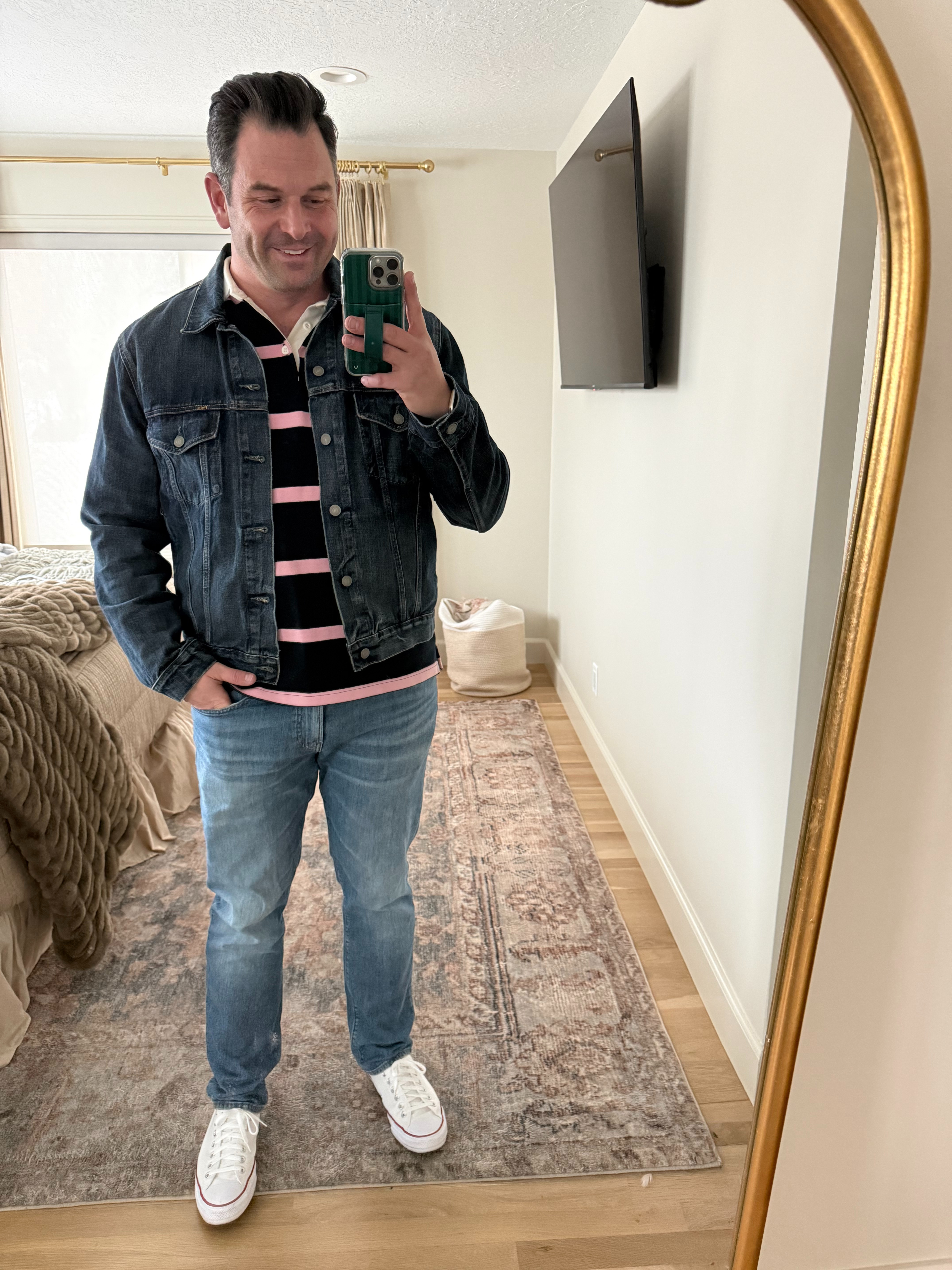  Denim on denim ootd featuring 1/150000 of my rugby shirts. Can’t get enough of a stripe 

Men’s fashion, dad style, elevated basics, high low fashion, men’s styling 

 

#LTKMens #LTKSeasonal #LTKootd