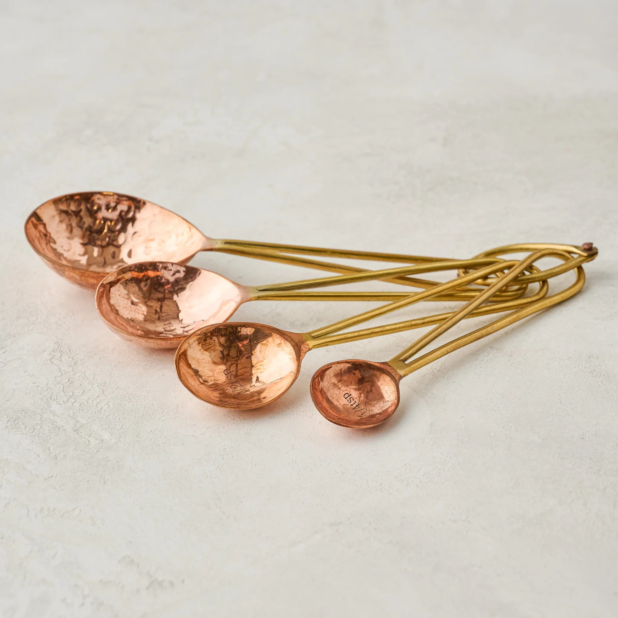 Hammered Copper and Gold Measuring Spoons | Magnolia