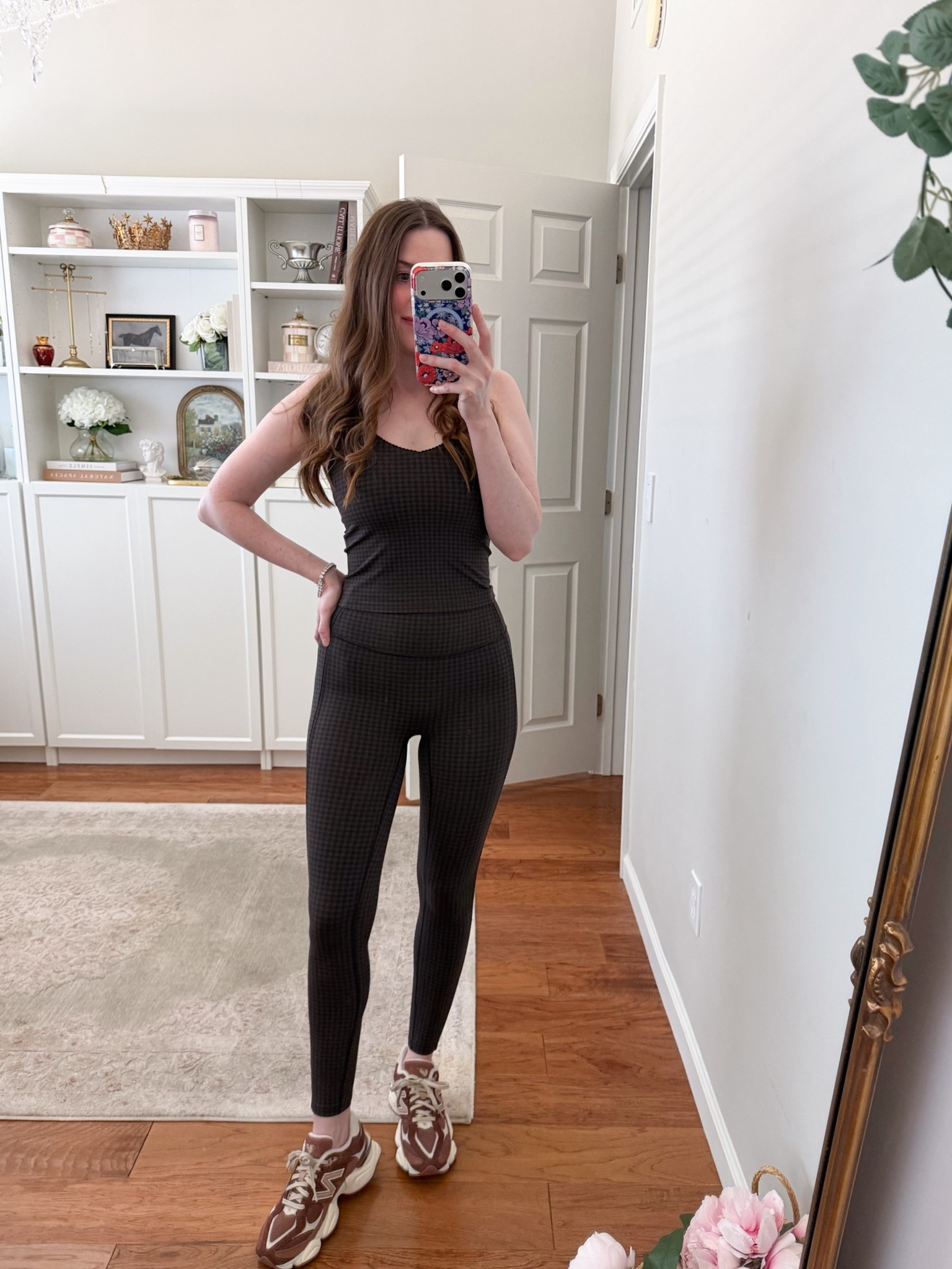 Gingham matching workout set looks just like lulu 🤎🖤 size XS in both

#LTKfitnessgoals #LTKootd
