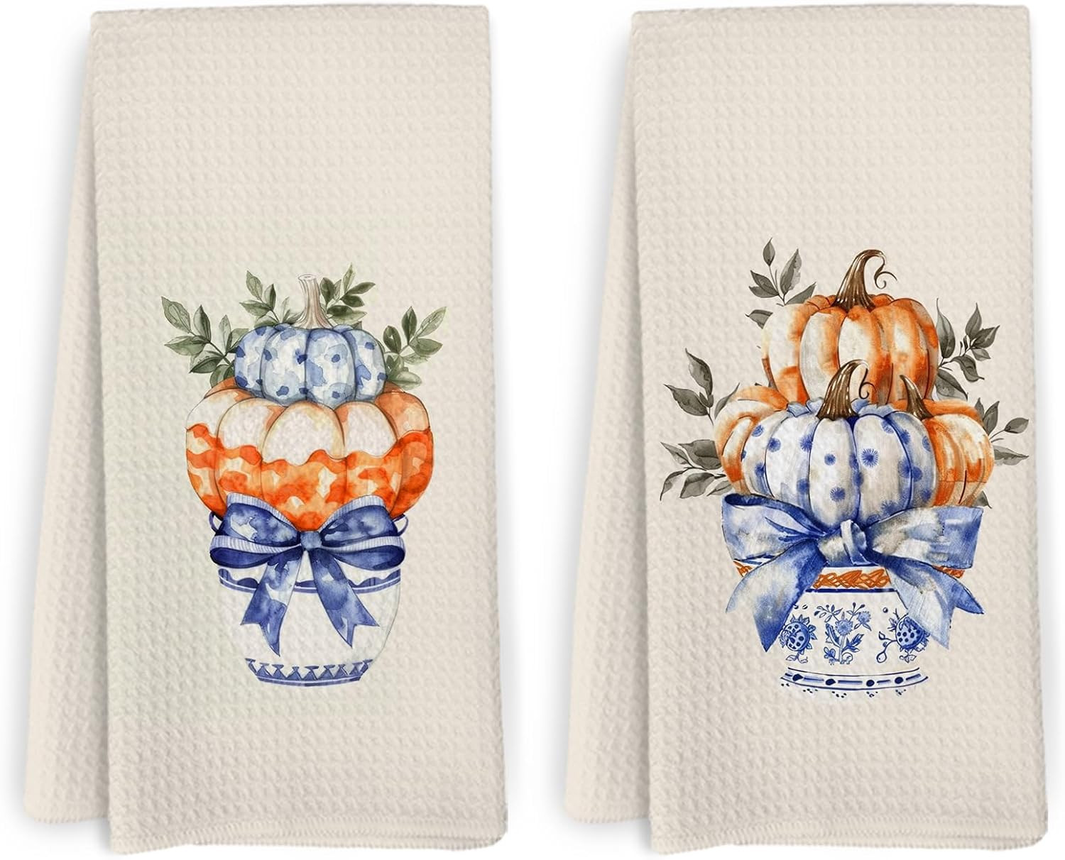 Fall Pumpkin Hand Towels - Fall Kitchen Towels Set of 2, Chinoiserie Bow Decor Dish Towels, Fall ... | Amazon (US)