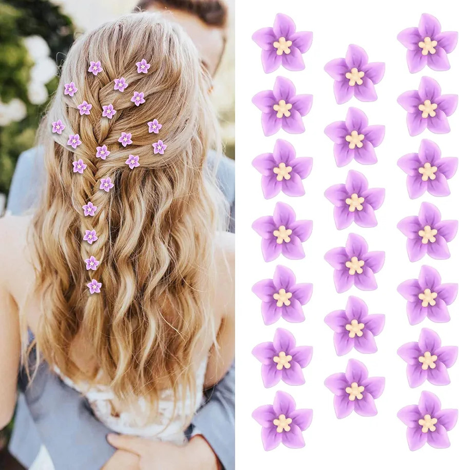 20Pcs Hair Accessories: Purple Floral and Braided Hair Pins for Girls, Flower Girl Weddings, and ... | Amazon (US)