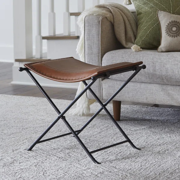 Nardone Genuine Leather Seat Accent Stool | Wayfair North America