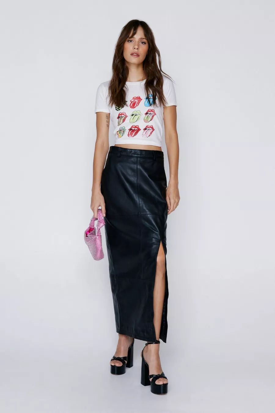 Real Leather Side Split Maxi Skirt | Nasty Gal (US)