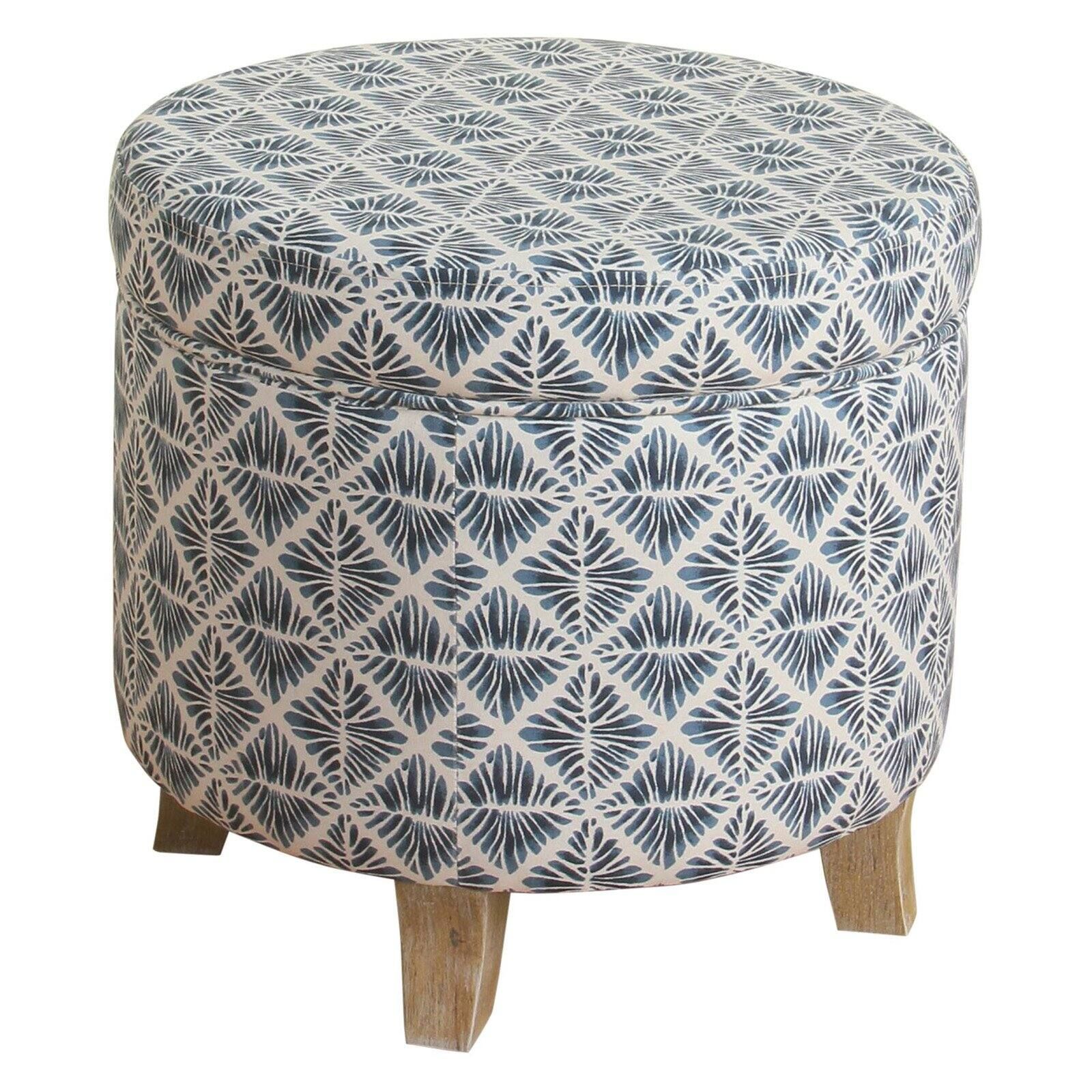 HomePop Cole Classics Round Storage Ottoman - Blue | Walmart (US)