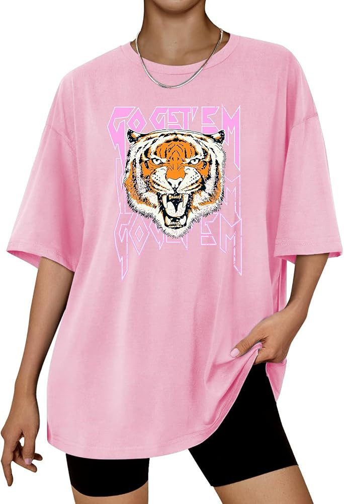 Aoang Graphic Tshirts Oversized Womens Summer Crewneck Short Sleeve Tee Shirt Blouse Tops | Amazon (US)