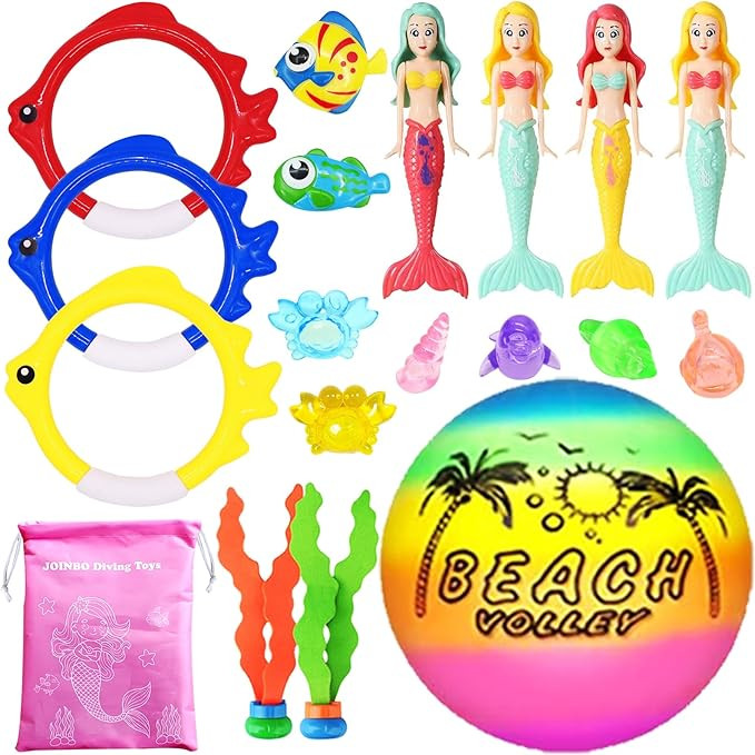 18 Pcs Diving Pool Toys for Kids Ages 3-12 Set with Storage Bag,Pool Games Summer Swim Water Sink... | Amazon (US)