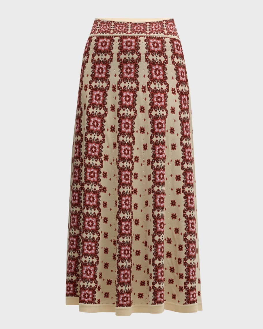 Maxine Medallion Jacquard Knit Midi Skirt | Neiman Marcus