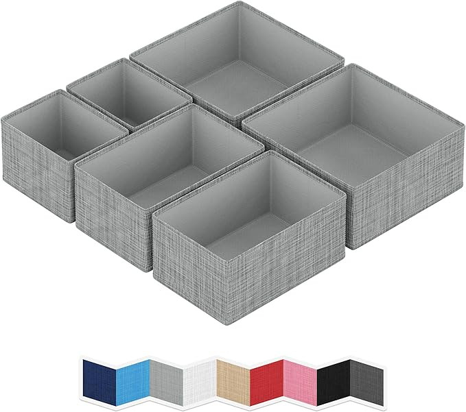 NEATERIZE Drawer Organizer - [Set Of 6] - Closet Organizer and Storage Baskets| Foldable Cloth Dr... | Amazon (US)