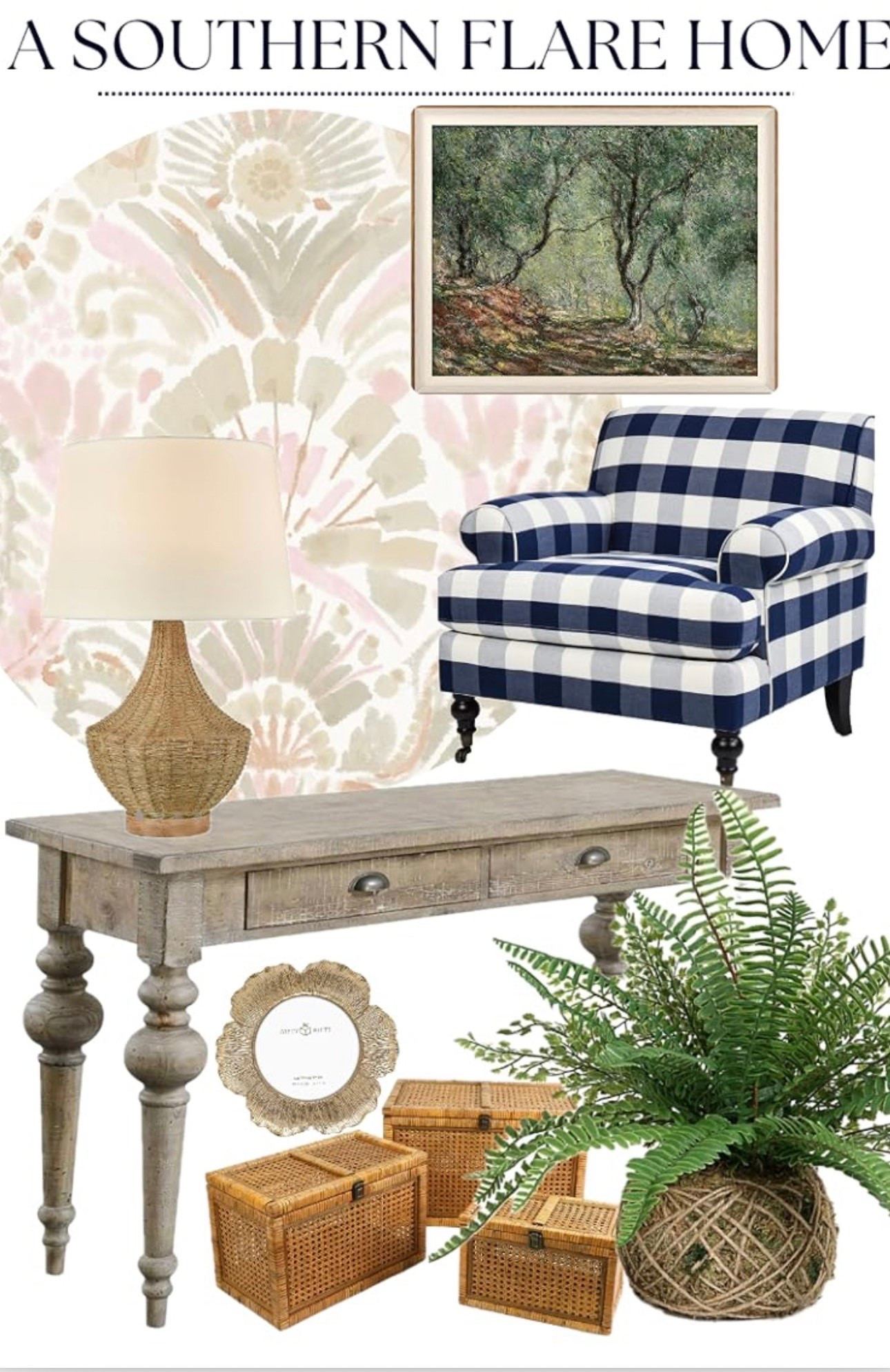 Home Decor/furniture: desk: saga Table/ table lamps/ woven/side chair/ art/ wallpaper hind accents/ home inspo

#LTKHome