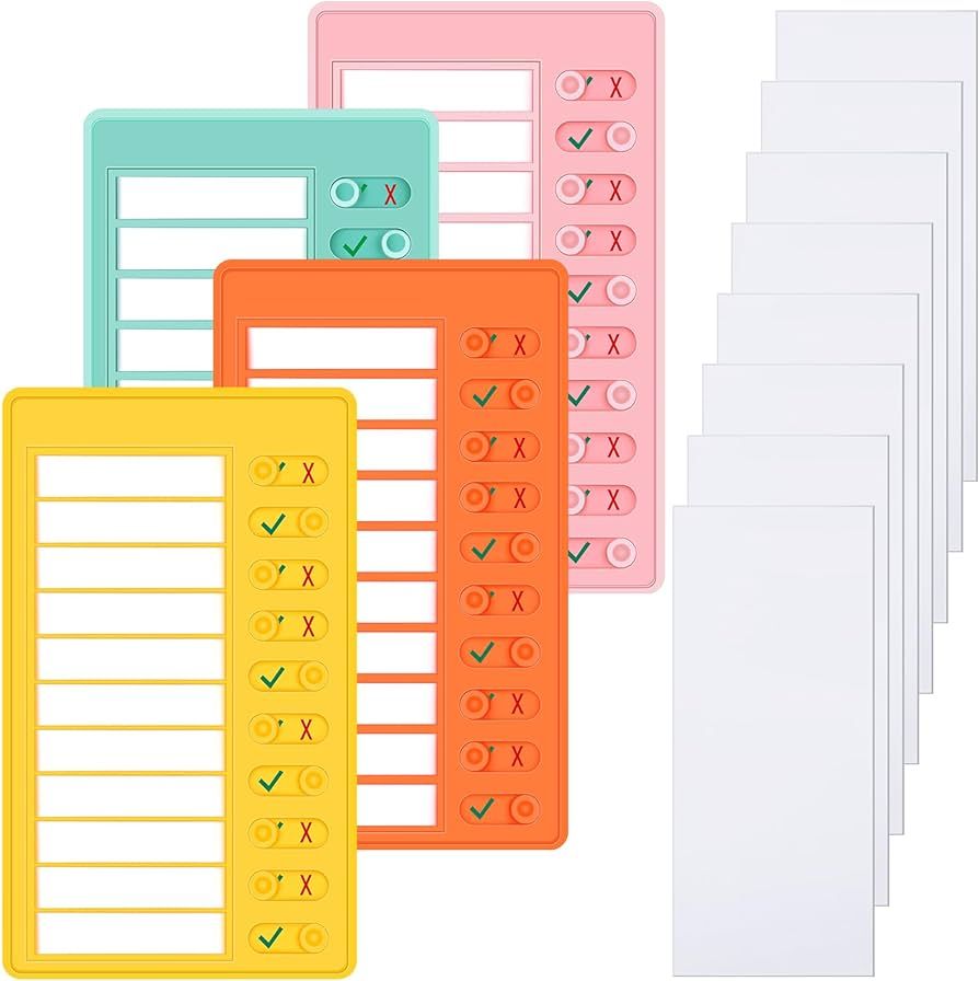 Queekay 4 Pcs Blank Chore Chart Kids Chore Chart, Plastic Checklist Board with 8 Detachable Cards... | Amazon (US)