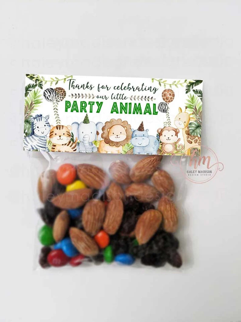 Set of 12 Safari Treat Bag Toppers, Safari Party Animal Party Favors, Jungle Birthday Party Anima... | Etsy (Global)