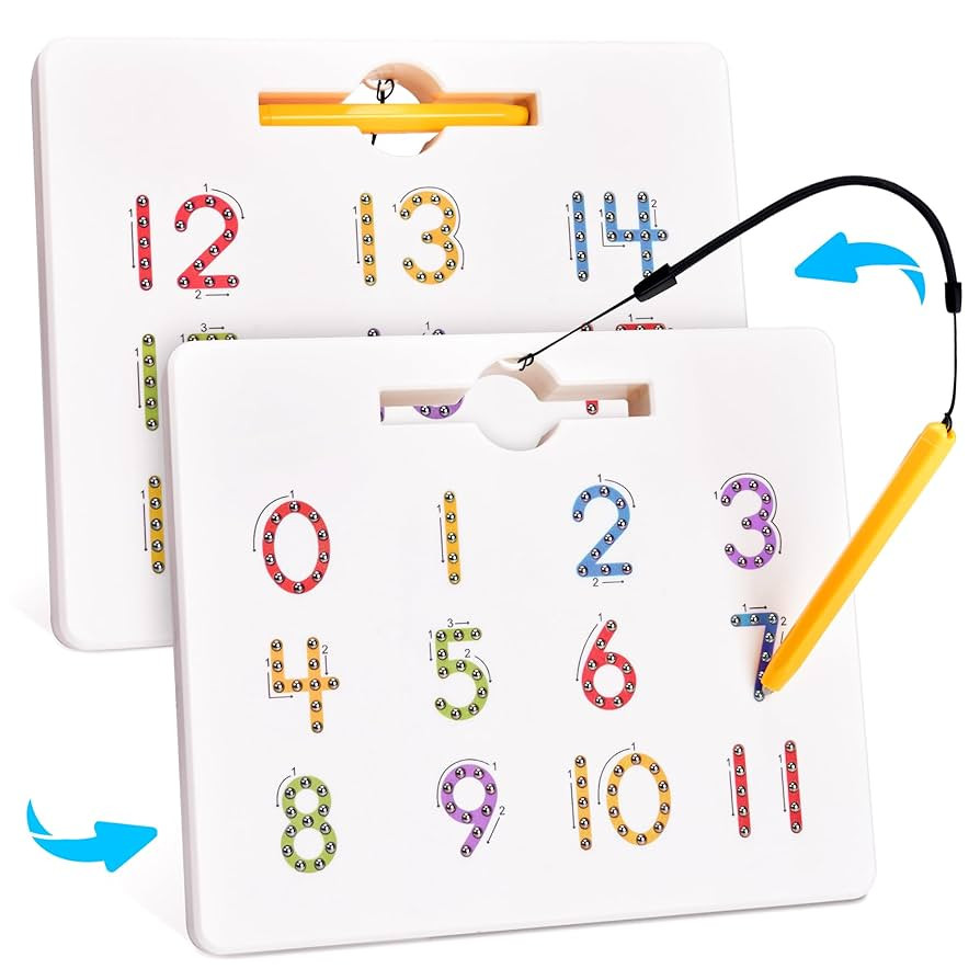 GAMENOTE Magnetic Number Tracing Board, 2 in 1 Double Sided Numbers 1-20 Writing Board for Toddle... | Amazon (US)