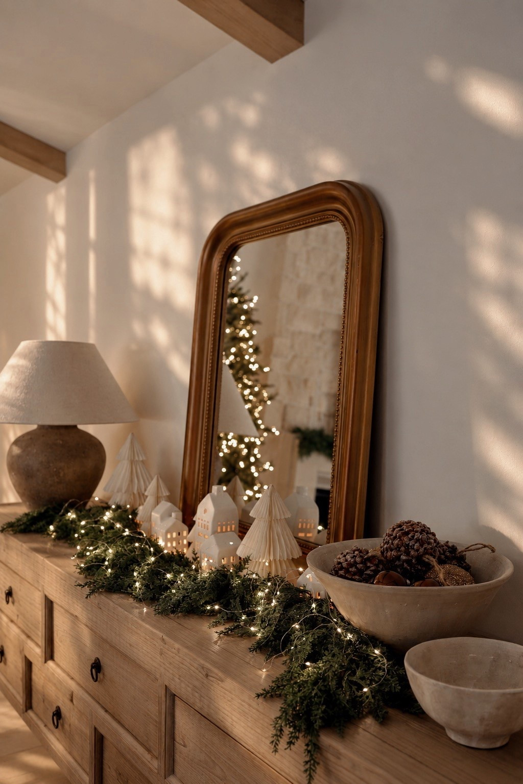 Christmas console table decor! Christmas village. Christmas decor.

#LTKHome #LTKSeasonal